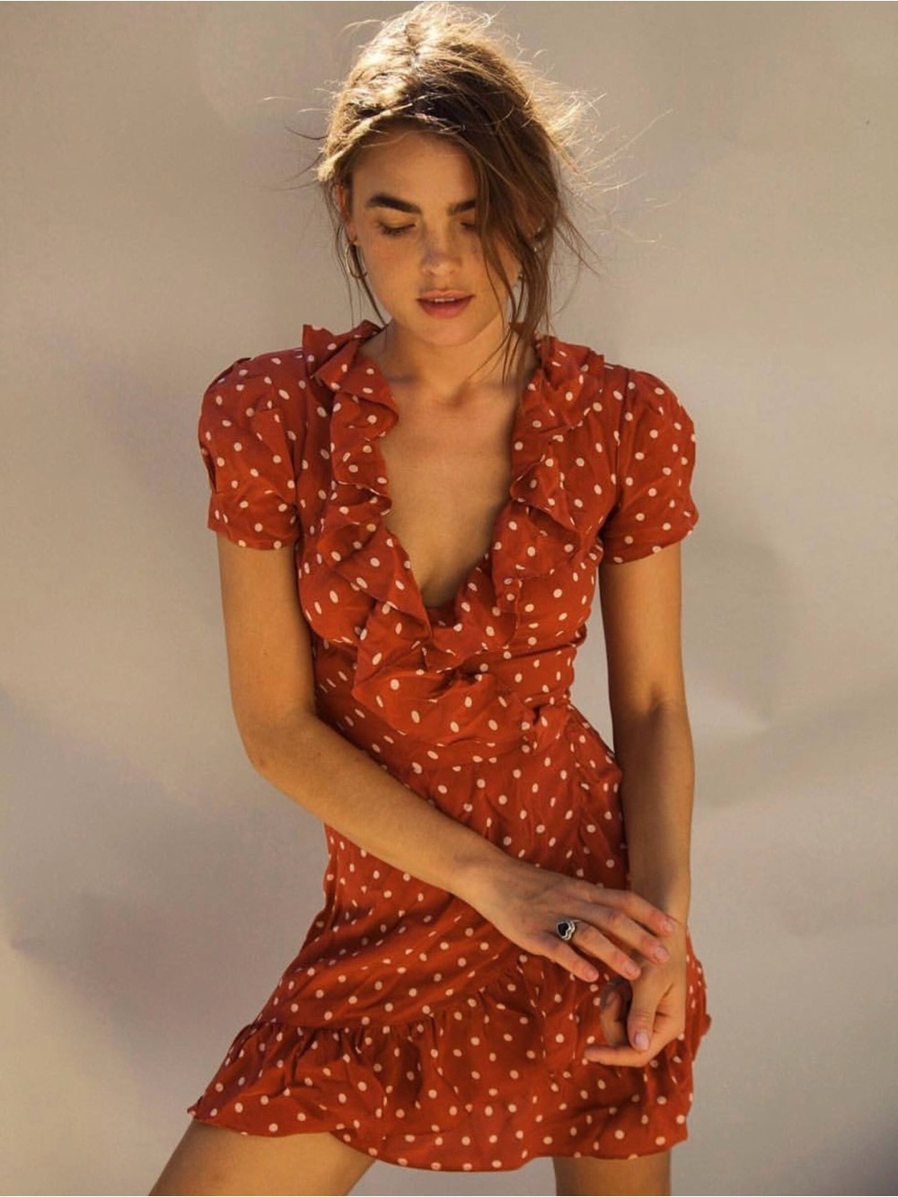 Realisation Par Valentina Silk Polka Dot Ruffled Wrap Dress